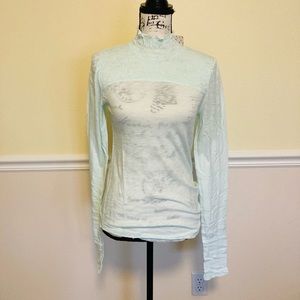NWT FREE PEOPLE CAROLINE AQUA SLEEVE TOP